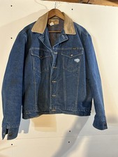 Vintage Wrangler Denim Jacket Mens 42 USA Made Blanket Lined Corduroy Collar