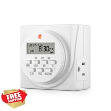 BN-LINK 7 Day Digital Timer Outlet, Dual Outlet, 15A ETL Listed