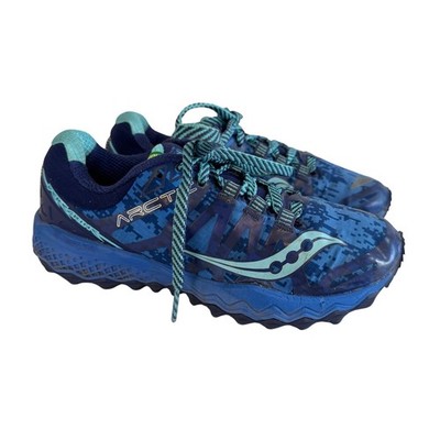 Saucony Peregrine 7 Ice Trail Running Shoes Women 6 Blue Lace Up Hiking Sneaker