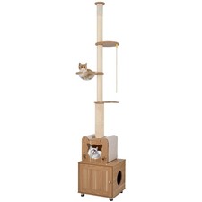 Floor to Ceiling Cat Tree for Indoor Cats 101"-108.5" Height Adjustable Tall