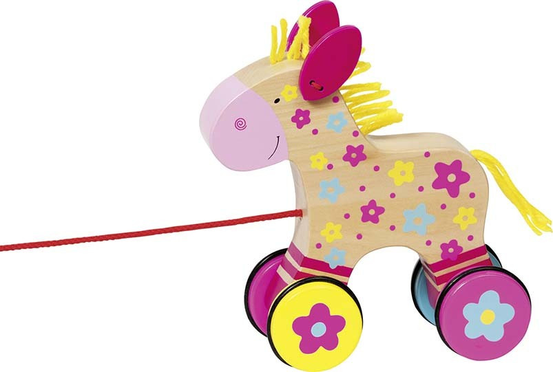 Jouet en bois Cheval à tirer Clahra pour bébé et enfant