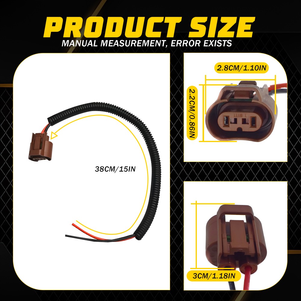 Extension Wire Pigtail Female U 9006 HB4 Two Connector Socket Harness Fog Light
