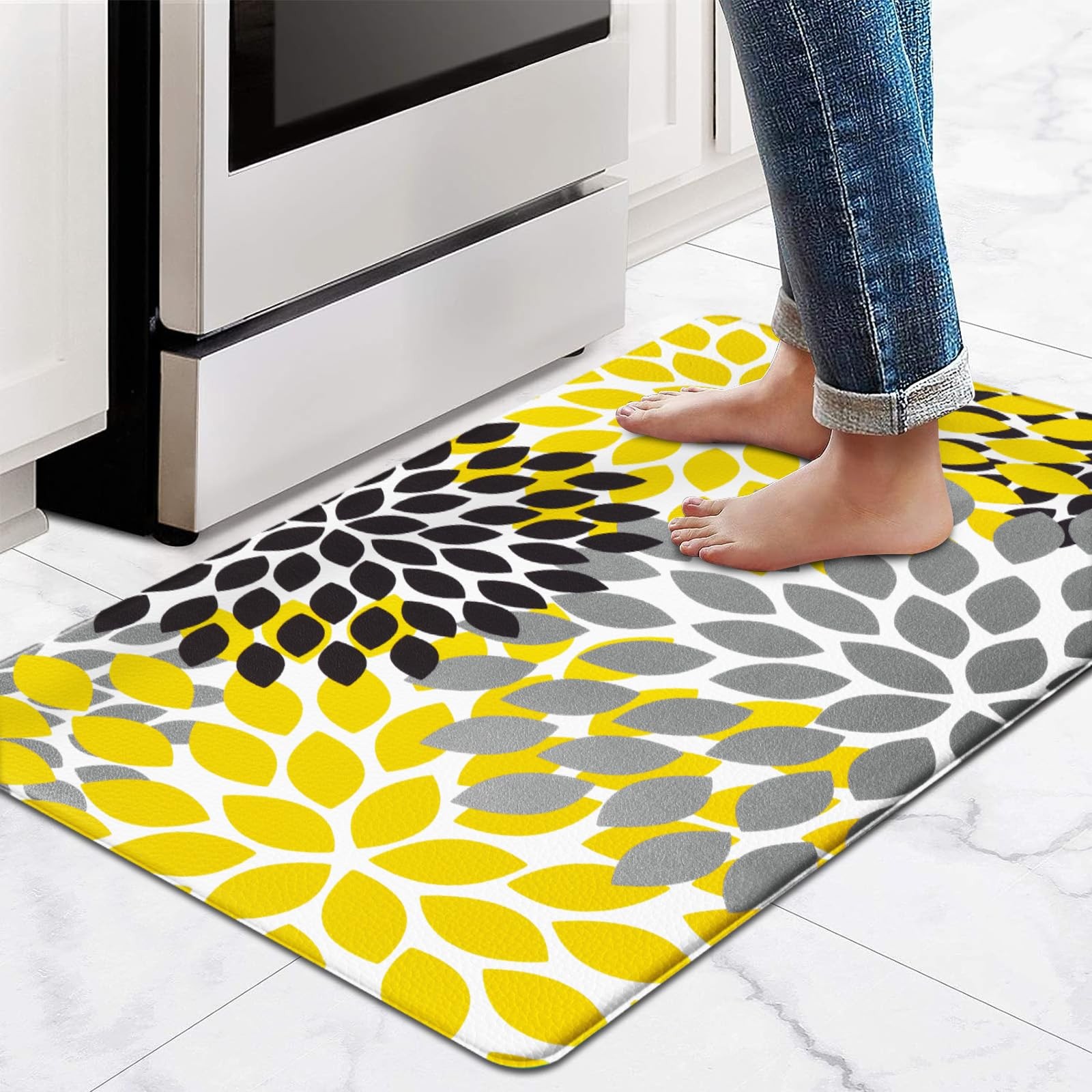 Anti-Slip Boho Kitchen Floor Mats - Washable Anti-Fatigue Rugs for Comfort