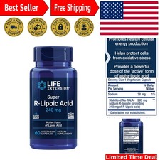 Super R-Lipoic Acid 240mg Capsules - 60 Count, Non-GMO and Gluten-Free
