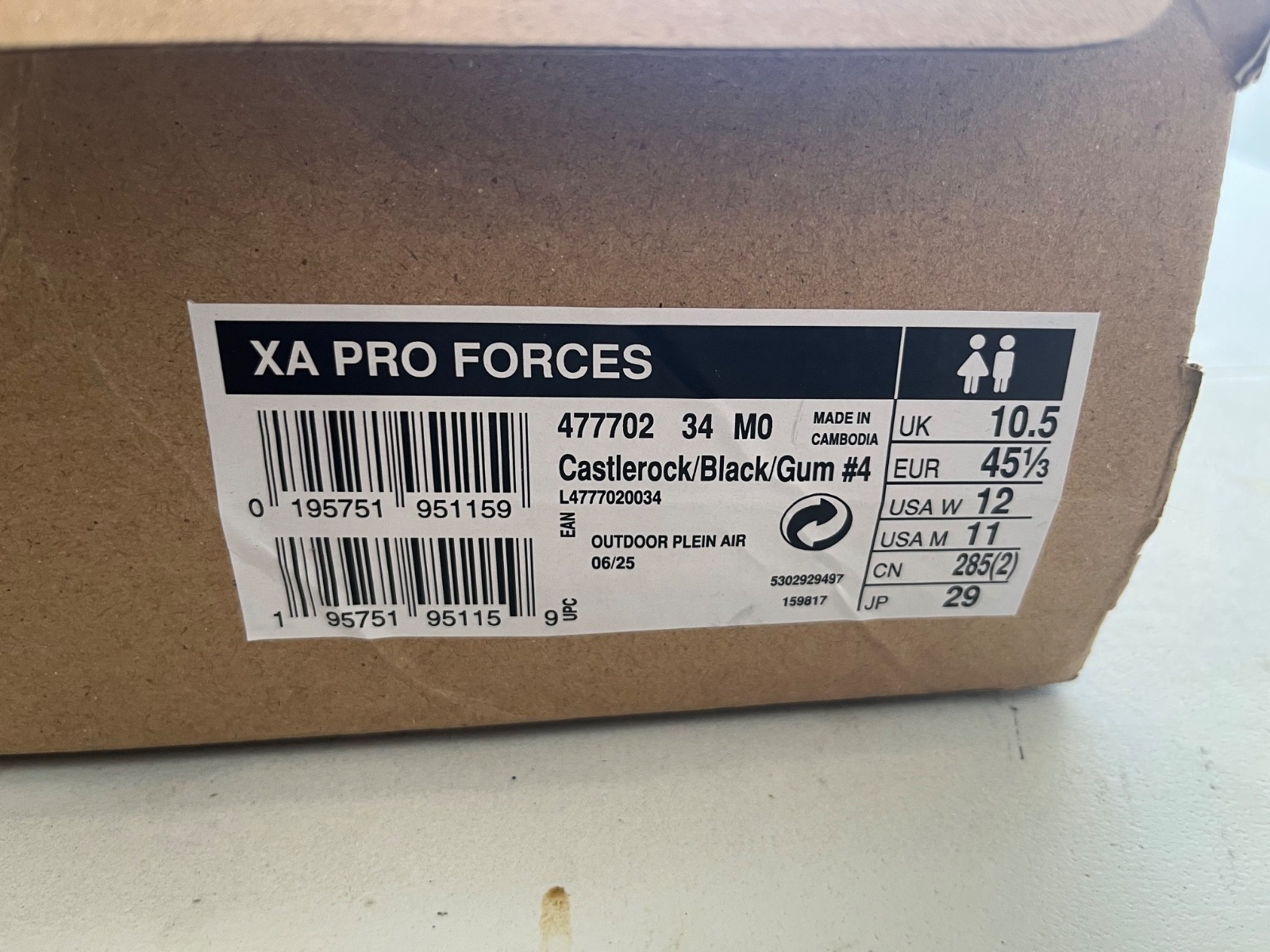 Salomon XA Pro Forces Castlerock/Black/Gum Men’s Size 11(US) Brand New In Box