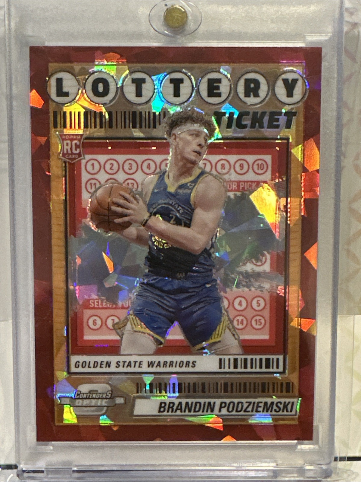 Brandin Podziemski 2023-24 Panini Contenders Optic RC Lottery Ticket Red Ice/175