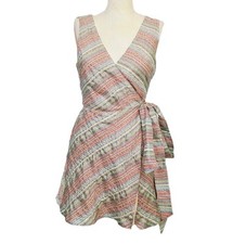 Lovers + Friends Wrap Dress S Multi Metallic Lightweight V-Neck Sleeveless Mini