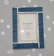 NATALINI Handmade ITALIAN Wooden Picture Frame 4x6" Blue & Beige
