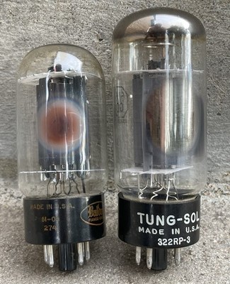 Strong Pair (2) -1961 RCA Black Plates 6L6GC & -Tung-Sol Triple Halo Getters USA