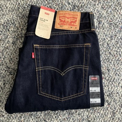 NWT Men s LEVI'S 512 Slim Taper Eco Ease Dark Blue Jeans Size 36 x32 
