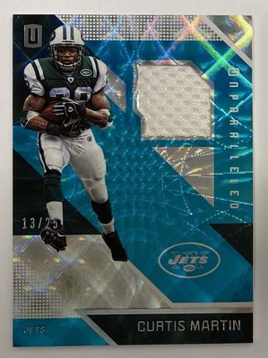 2016 Panini Unparalleled Material Curtis Martin #/25 Game Worn Jersey Patch JETS