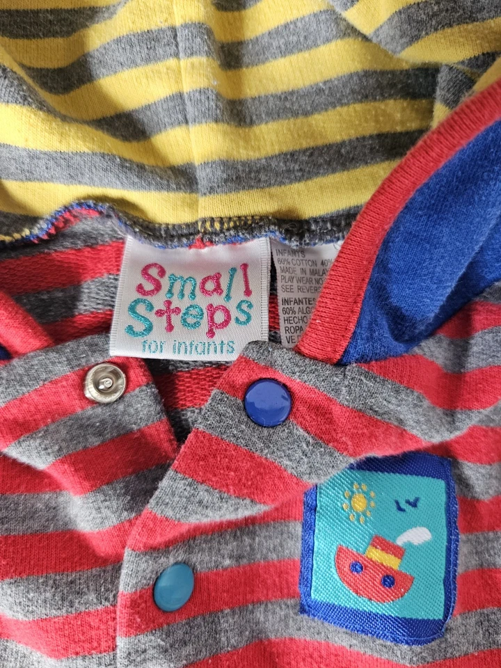 复古婴儿男孩船扣连帽连身裤 18 个月 — 第 4/4 张图片