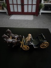 Vintage 1930 s Stanley Toys Cast Iron Horse And Buggy Set