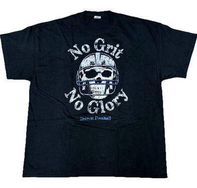 #ad #ad NWOT DETROIT LIONS Black No Grit No Glory T Shirt XXL 2XL Helmet Skull NFL Tee $24.99