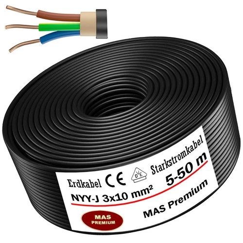 5-50 m underground cable power cable NYY-J 3 x 10 mm² electrical cable