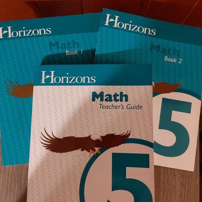 Horizons 5th Grade Math Set Teachers Guide & Student Books 1 & 2 Homeschool New