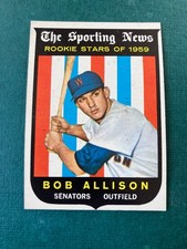 1959 Topps Baseball Card #116 BOB ALLISON ROOKIE HI GRADE. rookie card picture