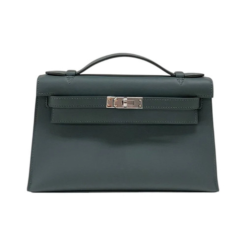 HERMES Pochette Kelly Swift Leather Handbag K Stamp #OKB231