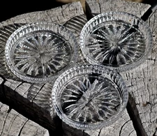 VINTAGE Fostoria For Princess House Crystal Coasters Set of 3 Made in USA