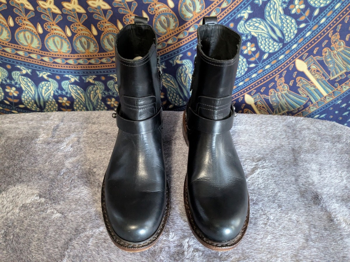 Rag & Bone Ashford Black Leather Ankle Moto Booties Boot 