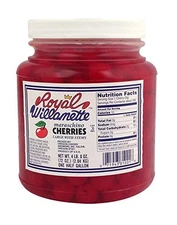 Royal Willamette Maraschino Cherries large with Stems 4LB 8 OZ ~ 215 servings