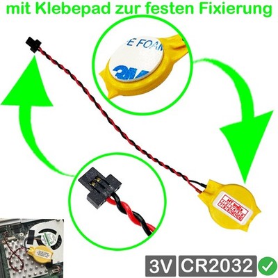 Minisforum GK41 Mini-PC CR2032 RTC BIOS CMOS Battery with 2-Pin Connector flat