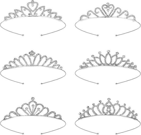 Kristallkrone Tiara Diadem 6 StüCk FüR MäDchen Damen Hochzeit Geburtstag Party-image