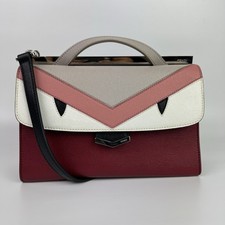 Fendi Monster Small Demi Jour Leather 2 Way Crossbody Purse Bag Multi Color AUTH