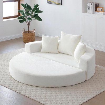 67'' Corduroy Convertible Floor Sofa Bed - No Assembly, Multi-Functional