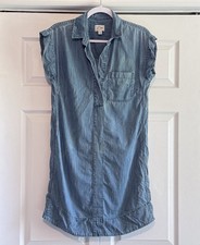 J. Crew Women’s V-Neck Shirt Dress Blue Chambray Short Sleeve XS