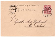ab 1&euro;: MiNr 47, Postkarte Herm. Faubel v. CASSEL n. Abo, Finnland, 1890