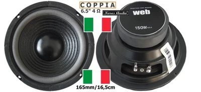Coppia (300W) Woofer Sosp.ne Morbida 6,5 Pollici 16,5 Cm 165mm 4 Ohm Ideali Auto - Bild 1 von 4