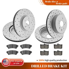 Front & Rear Drilled Brake Rotors Brake Pads for Lexus IS350 GS350 GS450H RC350