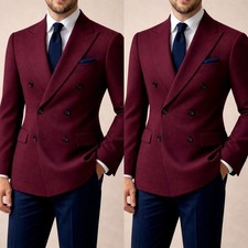 Formal Men's Suit Peak Lapel Business Prom Evening Tuxedo Jacket Party 2Pcs
