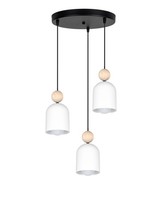 Pendelleuchte Schwarz Weiß Holz Metall E27 Ø36 Cm 3-Flammig Esszimmer HäNgelampe