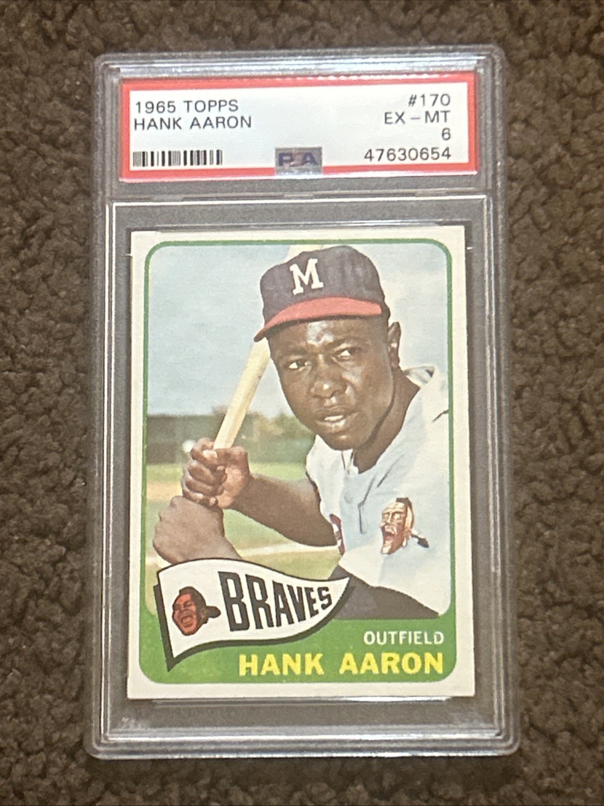 1965 Topps Hank Aaron #170 PSA 6-Nicely Centered!