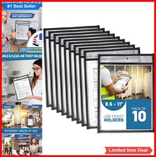 10 Pack Job Ticket Holders 8.5x11 Clear Vinyl Sleeves Dry Erase Pockets Work
