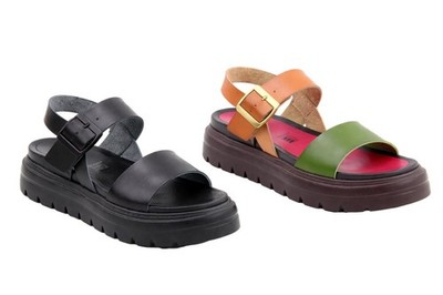 Heavenly Feet Indigo Damen Kunstleder Vegan Sandalen Grobe Sohle Schnallenriemen