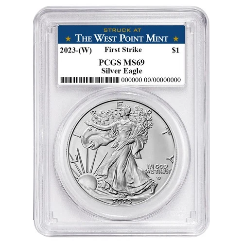 2023 (W) $1 American Silver Eagle PCGS MS69 FS West Point Label