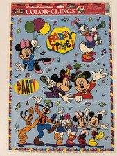 Vintage 90's Disney Window Cling Decorations 11x17" Mickey, Minnie, Pluto, Goofy