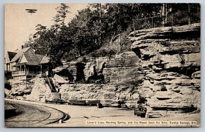 Eureka Springs AR Lover's Leap Harding Spring House Antique Postcard Arkansas