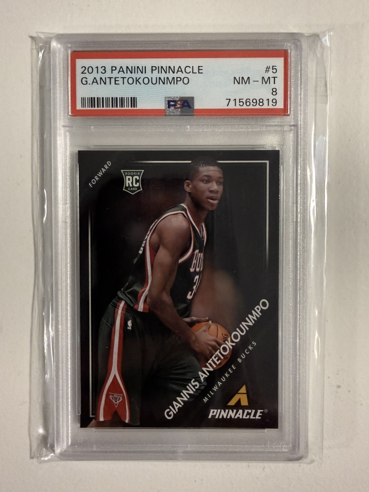 2013 Panini Pinnacle Basketball Giannis Antetokounmpo Rookie Card PSA 8