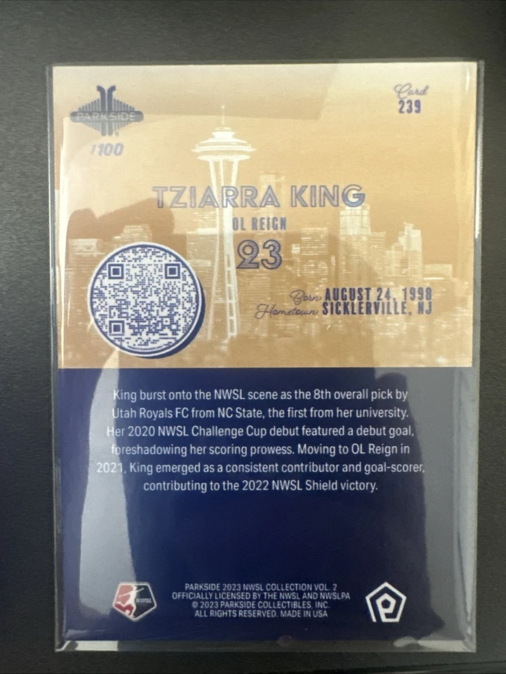 2023 Parkside NWSL Vol. 2 - Tziarra King #239 Shimmer /100 - Image 2 of 2