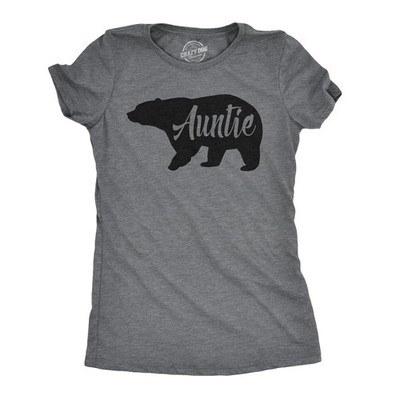Womens Auntie Bear T Shirt Cute Adorable Family Tee for Ladies