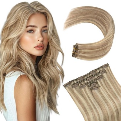 Mei Yuan Lin Clip In Hair Extensions 12 Inch Ash Blonde Highlights Bleach