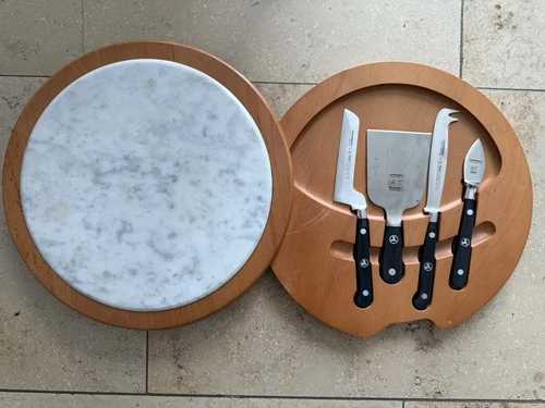 Foppapedretti Käse-Schneidebrett Set Marmor mit Käsemesser NEU made in Italy