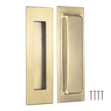 2 Pack Rectangular Recessed Sliding Closet Barn Door Finger Pull Gold 5.90"