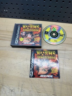 Worms: Armageddon (Sony PlayStation 1, 1999) Complete Black Label