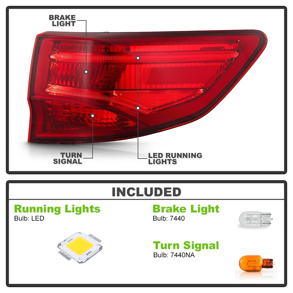 For 2014-2020 Acura MDX Outer LED Tail Light Brake Lamp Replacement - Passenger - Image 4 of 4