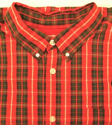 NEW KING SIZE RED CHESKS BUTTON UP LONG SLEEVE SHIRT 3XLT